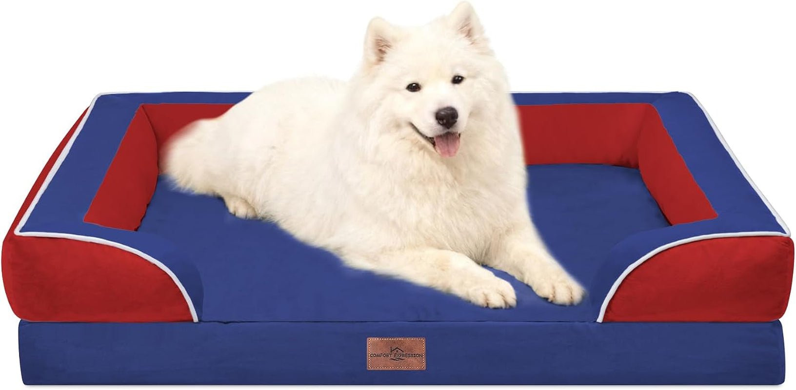 comfort-expression-orthopedic-dog-bed-for-extra-large-dogs-with-bolster-waterproof-dog-couch-bed-with-washable-cover-non-slip-bottom-supportive-egg-crate-foam-xl-pet-bed-42x30-inch