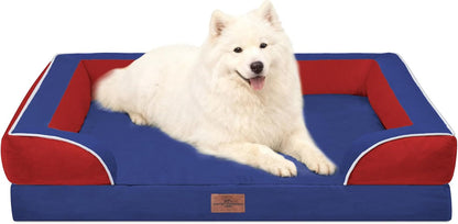 Comfort Expression Orthopedic Dog Bed for Extra Large Dogs with Bolster | Waterproof Dog Couch Bed with Washable Cover & Non-Slip Bottom, Supportive Egg Crate Foam XL Pet Bed, 42X30 Inch112