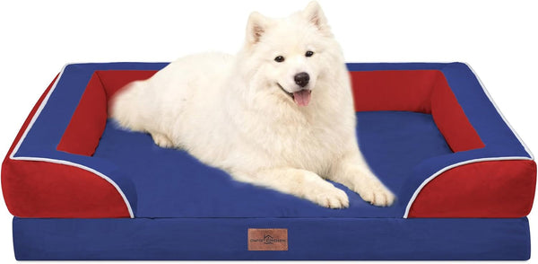 Comfort Expression Orthopedic Dog Bed for Extra Large Dogs with Bolster | Waterproof Dog Couch Bed with Washable Cover & Non-Slip Bottom, Supportive Egg Crate Foam XL Pet Bed, 42X30 Inch112