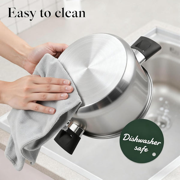 Stainless Steel Cookware Set, 14-Piece Pots and Pans Set, Kitchen Cookware Set with Stay-Cool Handle, Non-Toxic, Dishwasher Safe & Compatible with All Stovetops (Gas, Electric & Induction)5