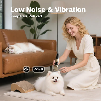 HEAPETS Dog Grooming Clippers, Low Noise, Electric Quiet, Adjustable Clipper Comb, Rechargeable Cordless Dog Hair Clippers for Dogs Cats Pets, Gold3