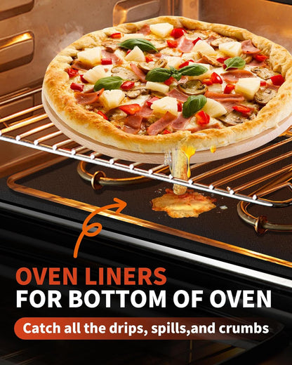 Oven Liners for Bottom of Oven - 2 Pack Large Heavy Duty Oven Mats, 17"X 25" Reusable Matt Liner for Electric, Gas, Toaster Ovens & Grills, BPA & PFOA Free, Kitchen Essentials, Black2