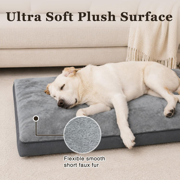 Dog Crate Bed Waterproof Deluxe Plush Dog Beds with Removable Washable Cover Anti-Slip Bottom Pet Sleeping Mattress for Large, Medium, Jumbo, Small Dogs, 41 X 27 Inch, Gray2