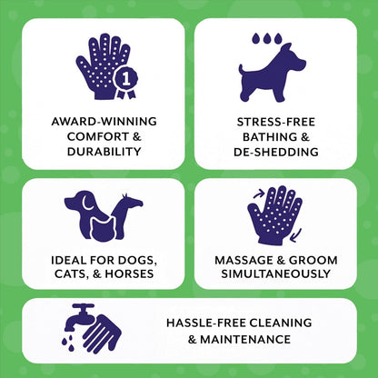 H Handson Pet Grooming Gloves - Patented #1 Ranked, Award Winning Shedding, Bathing, & Hair Remover Gloves - Gentle Brush for Cats, Dogs, and Horses (Black, Medium)7