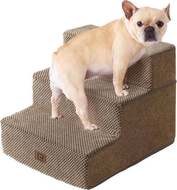 EHEYCIGA Dog Stairs for Bed 18" H, Dog 4-Steps for High Bed, Olive Green | Pet Steps for Small Dogs and Cats, Non-Slip Balanced Pet Ramp Indoor51