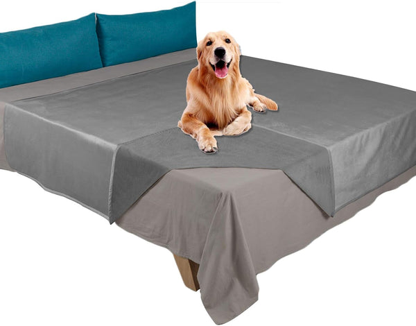 Ameritex Pet Bed Blanket Reversible 100% Waterproof Velvet Super Soft for Sofa and Bed (82X102 Inches, Cream+Sand)10