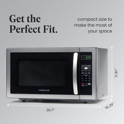 1.1 Cu. Ft. Countertop Microwave Oven – 1000 Watts Power, Auto Cook Settings, Defrost, Easy Clean and Child Safety Lock - Stainless4