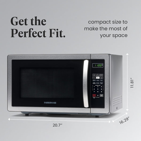 1.1 Cu. Ft. Countertop Microwave Oven – 1000 Watts Power, Auto Cook Settings, Defrost, Easy Clean and Child Safety Lock - Stainless4