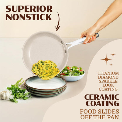 Ceraluxe 20Pc Pots and Pans Set Non Stick Ceramic Cookware Set | Bakeware & Utensils Included, Non Toxic PFOA/PTFE/PFOS Free Coating, Cool Touch Handles, Oven & Dishwasher Safe, Black4