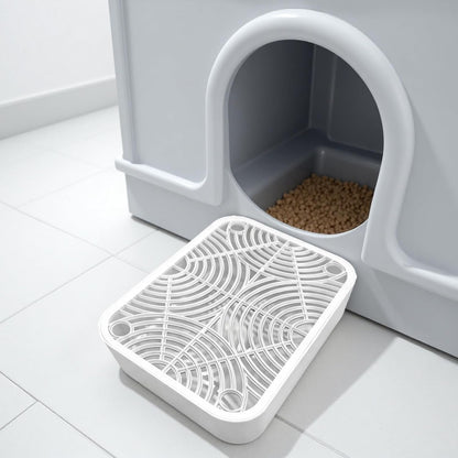 2 in Cat Litter Box Ramp with Filter, 11.8 X 9.8 In, Prevents Litter Dispersion, Cleans Paws, White2