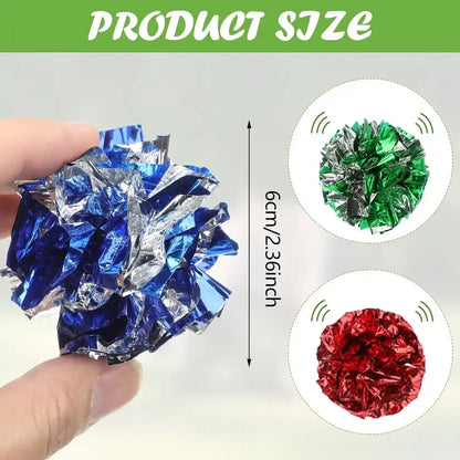 Silkfly 30 Pcs Polyester Film Crinkle Balls Cat Toys 2.36" Interactive Crinkle Ball, Colorful Balls Chew Toy for Cat Chase Ball Toys Attract Cats for Indoor Cats and Kittens to Keep Fit and Active3
