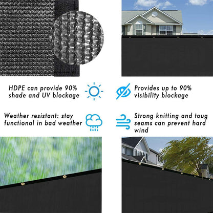 Privacy Screen 6' X 50' Fence Commercial Shade Cover with Brass Grommets Heavy Duty Perfect for Outdoor Back Yard, Black, Customizable5