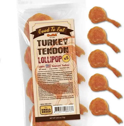 Gootoe Turkey Tendons, Dog Treats for Small Breeds, Bone (S), 6 Counts10