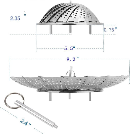 Vegetable Steamer Basket, Premium Stainless Steel Veggie Steamer Basket - Folding Expandable Steamers to Fits Various Size Pot Small by  (5.5" to 9.2")3