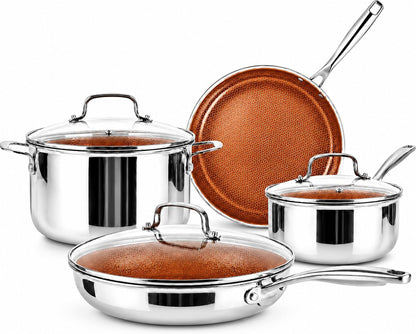 CERAMAX by  12 Pc Hybrid Tri Ply Stainless Steel Cookware Set | Pots and Pans Set Non Stick Pfas-Free Non Toxic, Tri-Ply, Metal Utensil Safe, Induction, Oven & Dishwasher Safe, Copper1