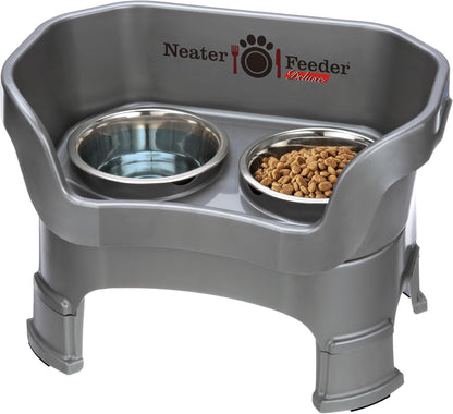 Neater Feeder Deluxe Mess-Proof Elevated Dog Bowls for Small Dogs (Up to 19 Lbs), 2 Height Adjustable (6” & 7.5”) No-Spill Raised Dog Bowl Stand, Stainless Steel Food Bowl Set, Made in USA, Cappuccino11