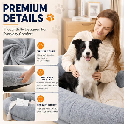 Human Dog Bed for Large Dog - Giant Dog Bed for Humans with High-Density Foam & Faux Fur Cover - Washable Bean Bag Bed Alternative for Napping, Gaming, and Pet Bonding5