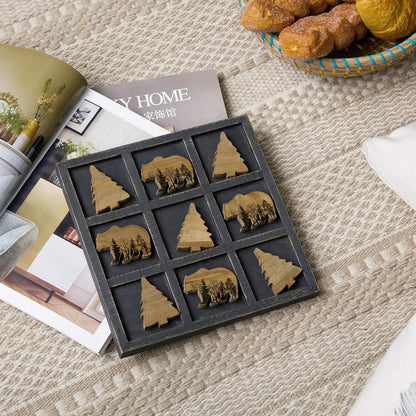 Cute Bear Decorative Wooden Board Travel Game Tic Tac Toe for Fun Coffee Table Decor2