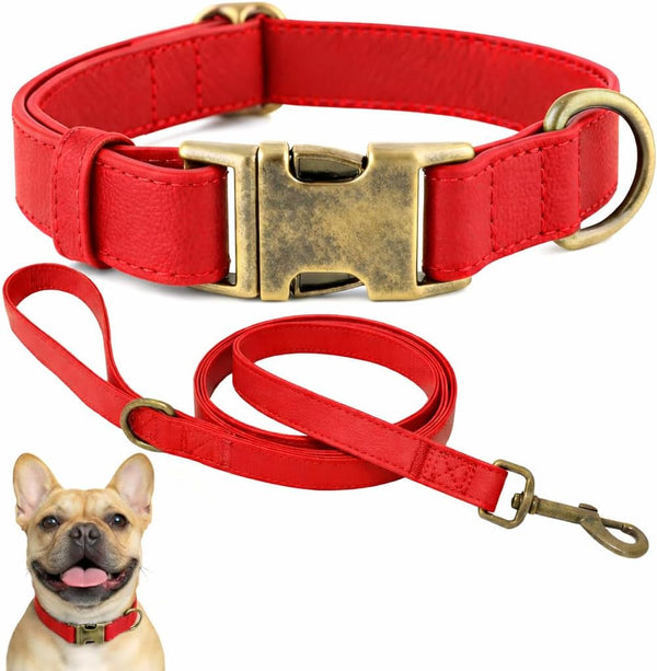 B&F Dog Collar and Leash Set,Leather Silicone Waterproof Odor-Proof Dog Collar and Leash for Medium Dogs, Soft Flexible Dog Collars, Adjustable Pet Collar (Brown, Medium (12.5-20" Neck))9
