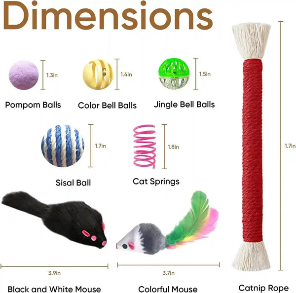 Cat Toys for Indoor Cats, 34 Pack Interactive Cat Toy Set for Kitten | Kitten Toys Variety Pack with Chew Toy, Spring, Mouse & Ball, Ideal for Enrichment, Boredom Relief and Self Play, Toy Bulk3