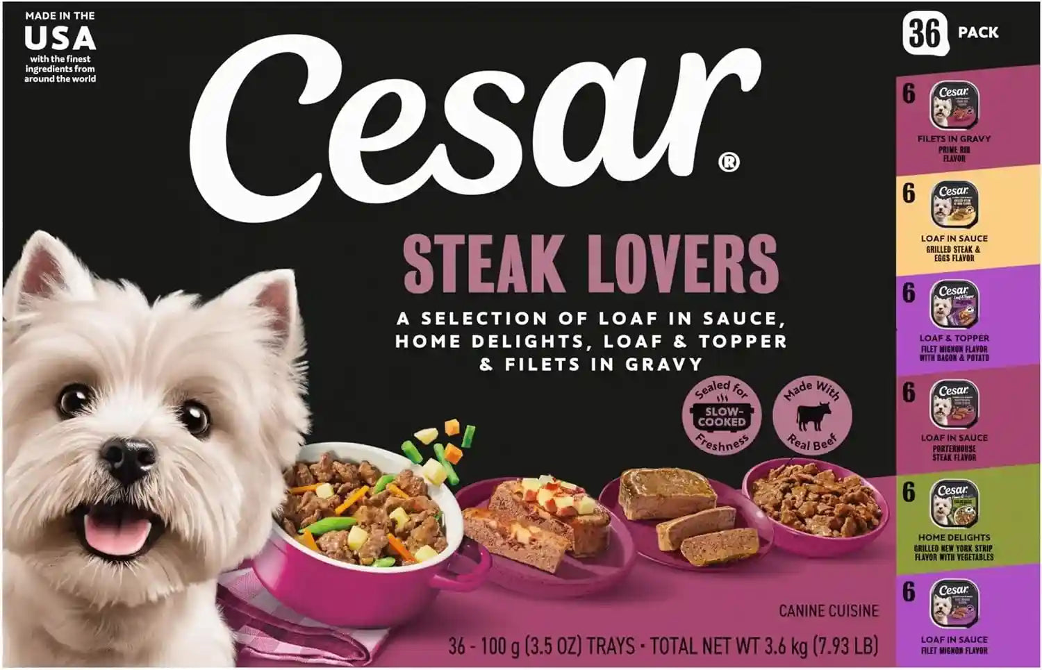 cesar-wet-dog-food-steak-lovers-variety-pack-3-5-oz-36-count-real-meat-1-ingredient-easy-peel-trays-100-complete-balanced-no-fillers-no-added-sugar-no-artificial-flavors