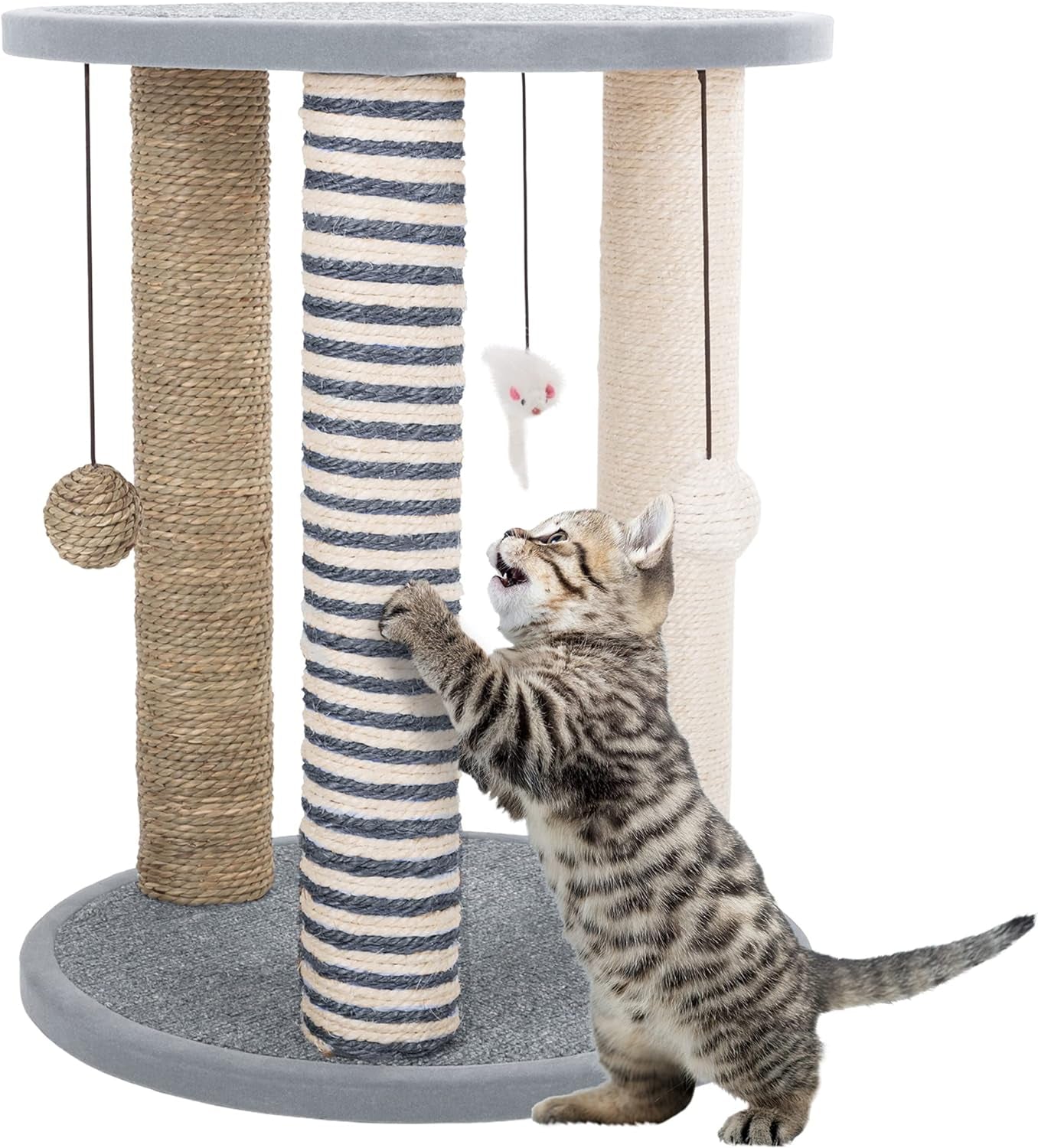 cat-scratching-post-3-scratcher-posts-with-carpeted-base-play-area-and-perch-furniture-scratching-deterrent-for-indoor-cats-by-petmaker-brown-large