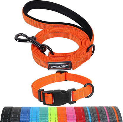 VIVAGLORY Dog Leash Puppy Leash for Collar, 3Ft X 1In, Black | with Soft Padded Handle for Training & Walking, Heavy Duty & Double Layer Nylon Pet Puppy28