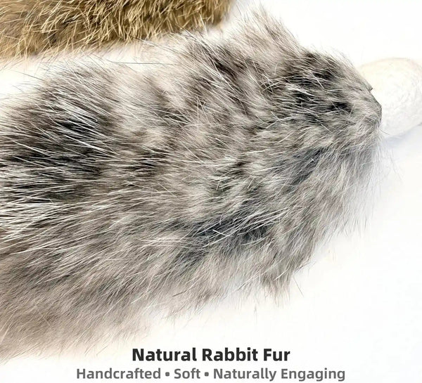 2 Pack Natural Rabbit Fur Cat Toy Refills – Silent Interactive Cat Toys for Indoor Cats, Handmade Replacement Heads with Secure Connector for Cat Wand Toys3