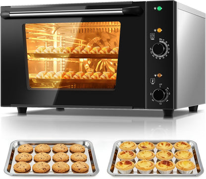 Commercial Convection Oven 2500W with 122-572°F Control | 3-Tier Toaster Oven, 50 Qt Large Capacity Electric Oven for Restaurant/Cafe/Pizza Shop/Food Industry, Black1