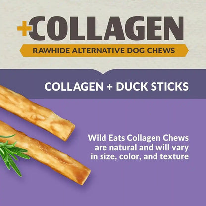 Wild Eats Real Duck Collagen Bully Sticks for Dogs, 25 Pack, Rawhide Free | No Hide Chew Treat Made without Grain, 5 Inch Size, High Protein, Satisfies Natural Gnawing Urges, Suits All Breeds2
