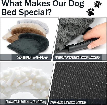 Calming Dog Bed for Couch, Thickened Plush Dog Mat with Raised Bolster, Washable Pet Sofa Bed & Furniture Protector, Non-Slip Dog Couch Cover for Small Medium Large Dogs & Cats (Dark Gray, X-Small)6