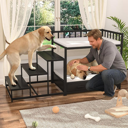 GDLF Dog Bunk Beds for Large Dogs, Dog Bedside Bed with Stairs & Storage, Space-Saving Indoor Pet Furniture4