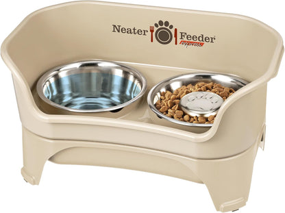 Neater Feeder Express Mess Proof Dog Bowls Elevated for Small Breeds under 15 Lb, Made in USA, No Spill Raised Dog Food Bowl Stand, Stainless Steel Food and Water Bowl Set, Feeding Station, Cappuccino36