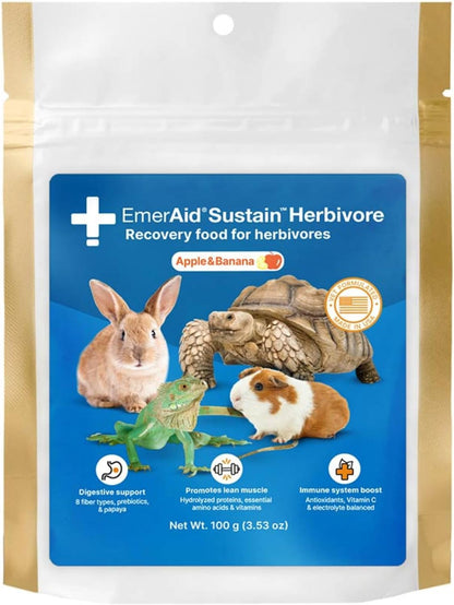 Sustain Herbivore (100 G, Apple & Banana) | Nutritionally Complete Recovery Food for Herbivorous Small Pets and Reptiles1