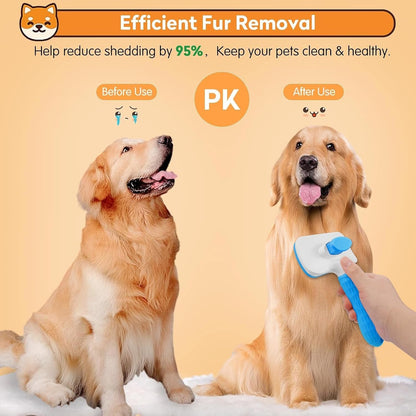 Dog & Cat Brush, Self Cleaning Slicker Brush for Pets Shedding | 1 Click Clean,Lightweight,Massaging Particles,Soft Non-Slip Handles,For All Furry Animls6