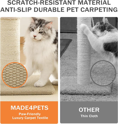 Made4Pets Tall Cat Scratching Post, 23.6" Natural Sisal Cat Scratcher with Hanging Balls, Heavy Duty and Thicker Scratching Post for Indoor Cats Adults, Sturdy Base Cat Scratch Post, Beige7