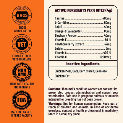 Taurine for Cats, with Coq10, L-Carnitine, Vitamins for Cats | Heart & Eye Health Cat Supplements | Suitable for Kittens, Adult & Senior Cats | Omega-3 to Nourish Skin & Coat | 7.76 Oz8