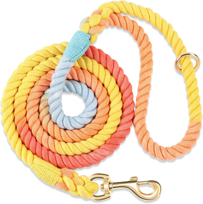 5 FT Handmade Rope Dog Leash for Small Medium and Large Dogs | Soft and Comfortable Grip, New Golden Heavy Duty Metal Clasp, Colorful Macaron14