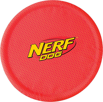 Nerf Dog Nylon Flyer Dog Toy, Flying Disc, Lightweight, Durable and Water Resistant, Great for Beach and Pool, 9 Inch Diameter, for Medium/Large Breeds, Single Unit, Red2