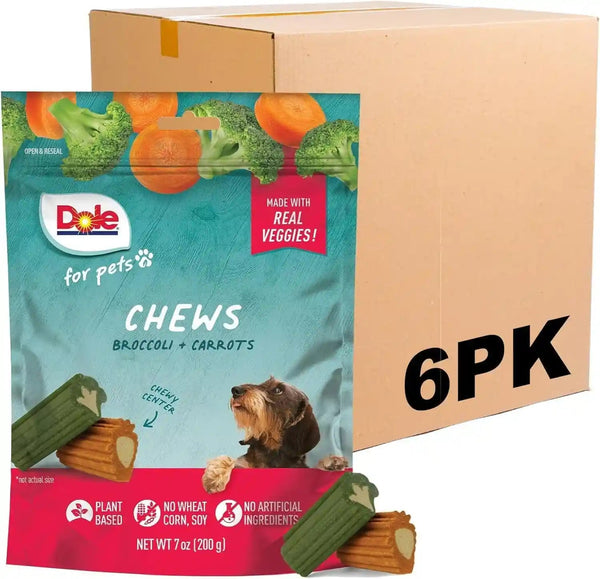 Dole for Pets Freshly Fetched Dog Chews with Banana and Pumpkin Flavor, No Wheat Corn Soy Artificial Flavors Colors or Preservatives, Chewy Center Firm Texture, 7.5 Oz7