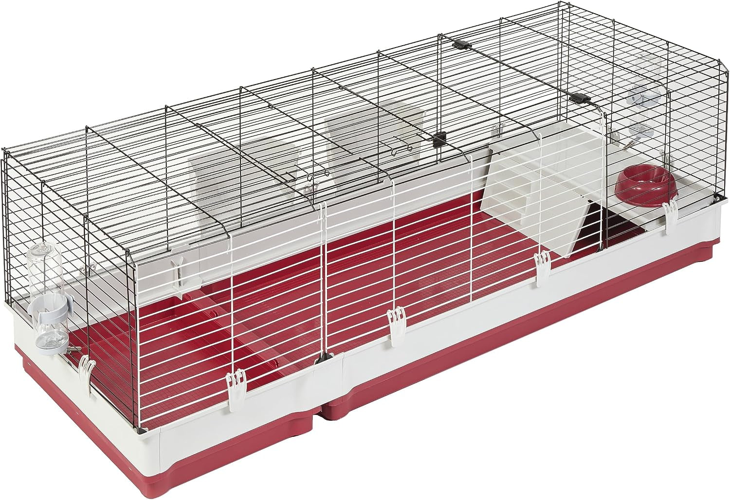 midwest-homes-for-pets-158-wabbitat-deluxe-rabbit-home-rabbit-cage-39-5-l-x-23-75-w-x-19-75-h-inch-maroon-white