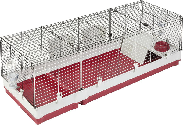 Midwest Homes for Pets 158 Wabbitat Deluxe Rabbit Home, Rabbit Cage, 39.5 L X 23.75 W X 19.75 H Inch, Maroon/White10