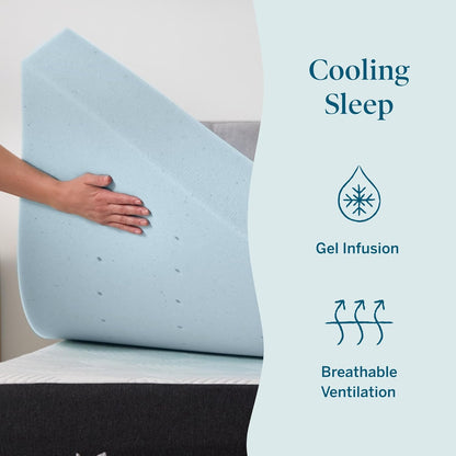 4 Inch Memory Foam Mattress Topper, Twin XL Size – Cooling Gel Bed Topper – Preassure-Relieving Ultra Plush Feel – Ventilated Breathable Design – Certipur Certified - Dorm Room Essentials2