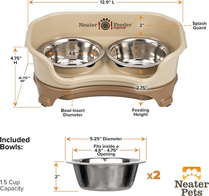 Neater Feeder Express Mess Proof Dog Bowls Elevated for Small Breeds under 15 Lb, Made in USA, No Spill Raised Dog Food Bowl Stand, Stainless Steel Food and Water Bowl Set, Feeding Station, Cappuccino8