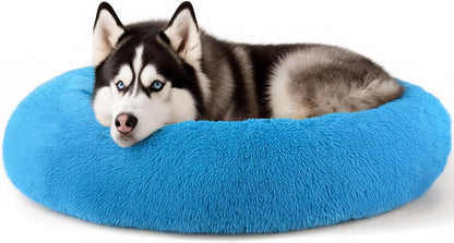 Hoewina Dog & Cat Bed for Indoor Cats, 20In Calming Donut Bed for Puppy and Kitten, Washable round Fluffy Pet Bed for Small Medium Dogs and Cats (Light Grey)39