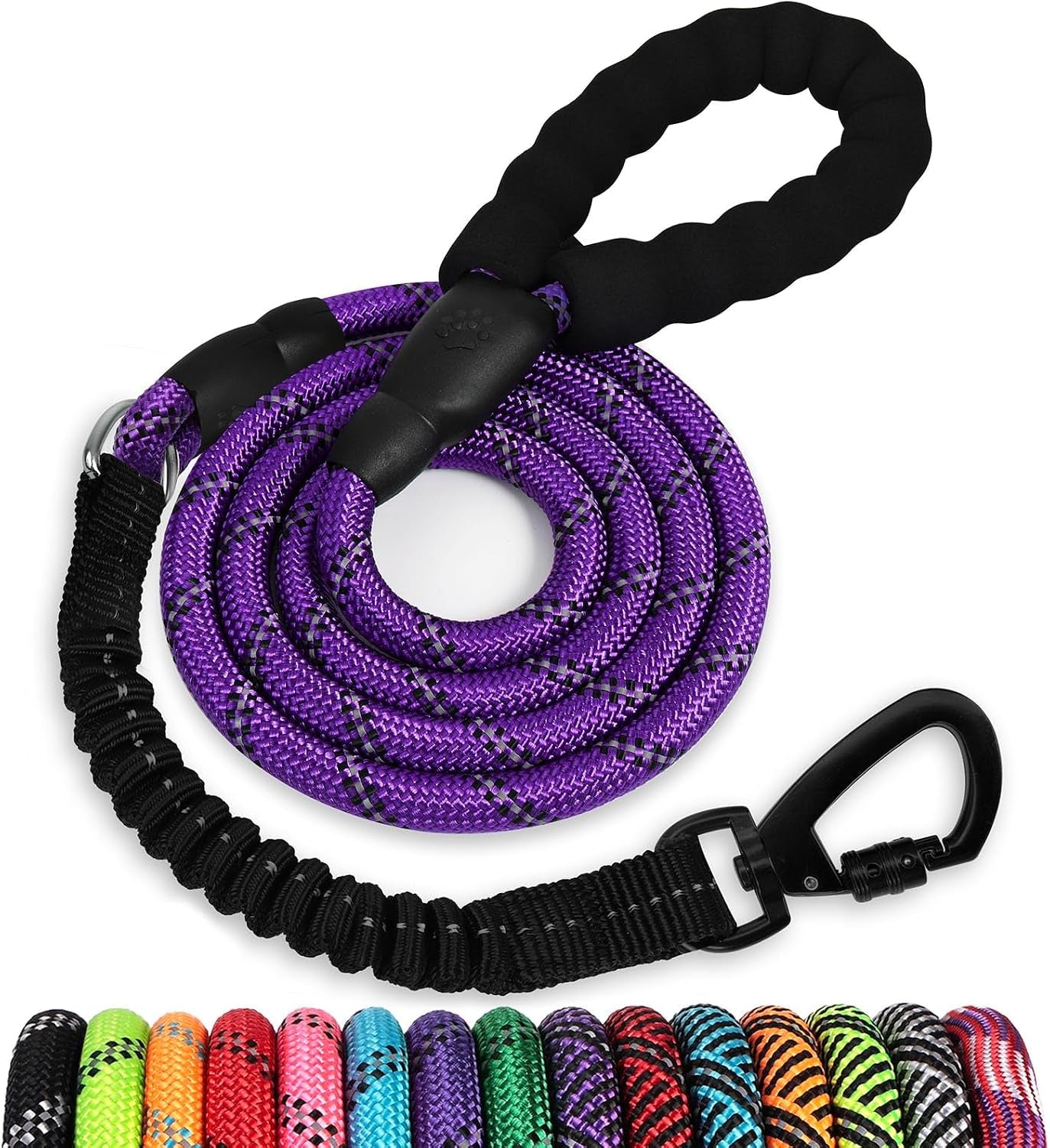 long-dog-leash-15-ft-heavy-duty-rope-leashes-for-dogs-training-with-swivel-lockable-hook-reflective-threads-bungee-and-padded-handle-dog-lead-for-large-small-medium-dogs-outside-walking-hiking