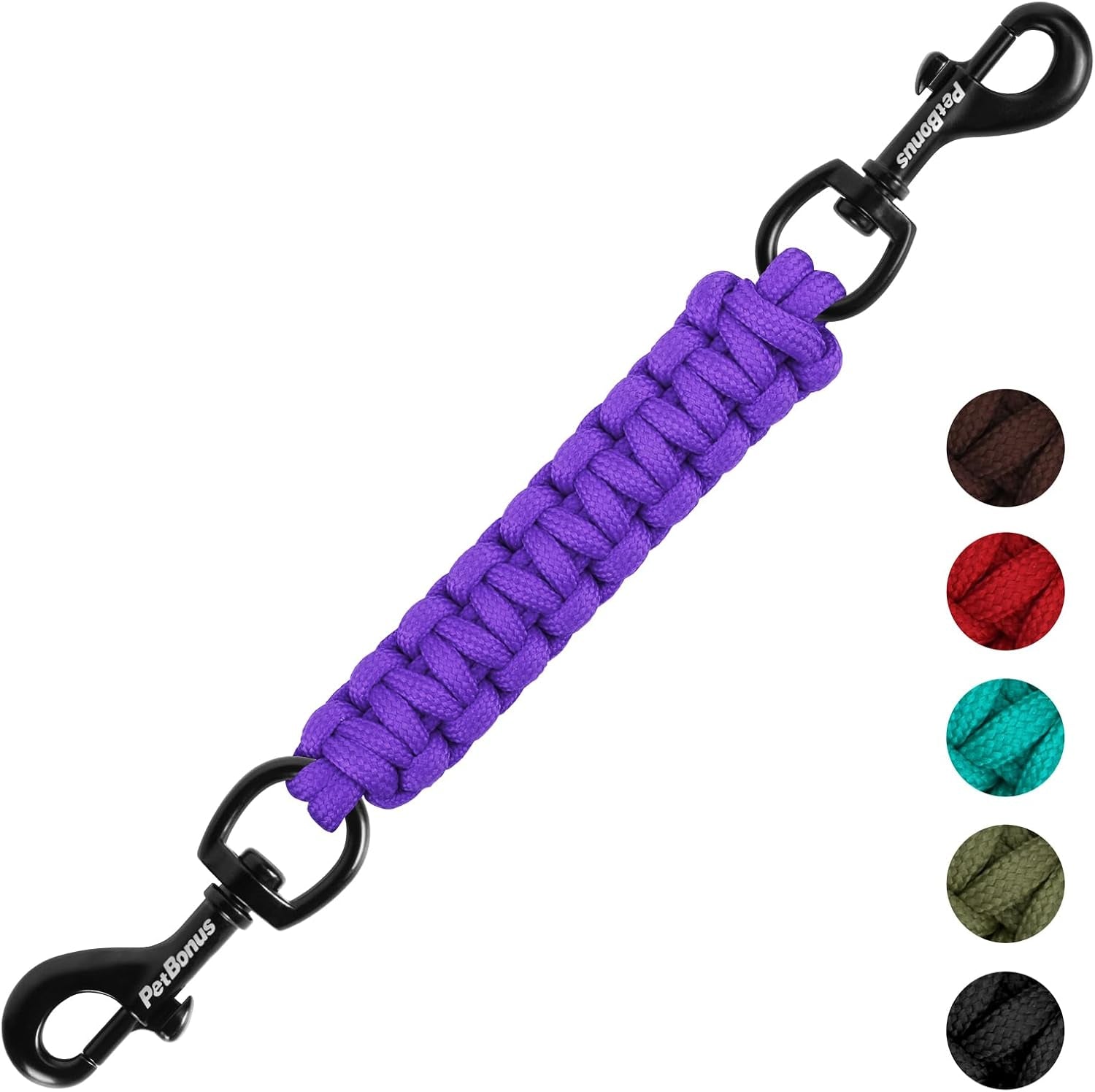 petbonus-dog-collar-safety-clip-handmade-prong-collar-to-harness-connector-dog-leash-backup-safety-strap-escape-proof-double-ended-clasp-lead-connector-for-pinch-collar-harness-black