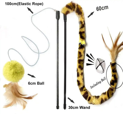 Cat Toys for Indoor Toys,Rainbow Cat Wand Toys,Feather Flips Plush Ball Cat Toys,Interactive Feather Toy for Teaser Play and Chase Exercise with Kitten 6 Pack4