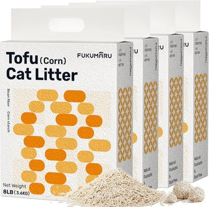 FUKUMARU Tofu Cat Litter - Natural Lightweight Unscented Cat Litter Pellets, 99.9% Dust Free Quick Clumping, Effective Odor Control, Flushable, Low Tracking, 18 LBS (3 Packs)11