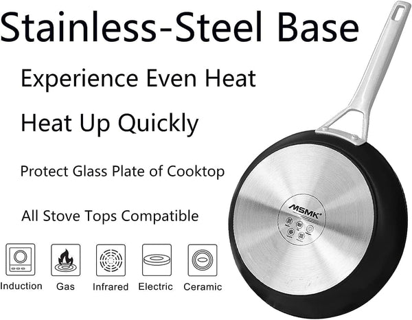 7-Piece Nonstick Frying Pan Set with Lid, Induction Cookware Sets | Non Toxic, Even Heating, Easy Clean, Dishwasher & Oven Safe, Suitable for Gas & Electric & Induction Stoves, Stainless Steel9